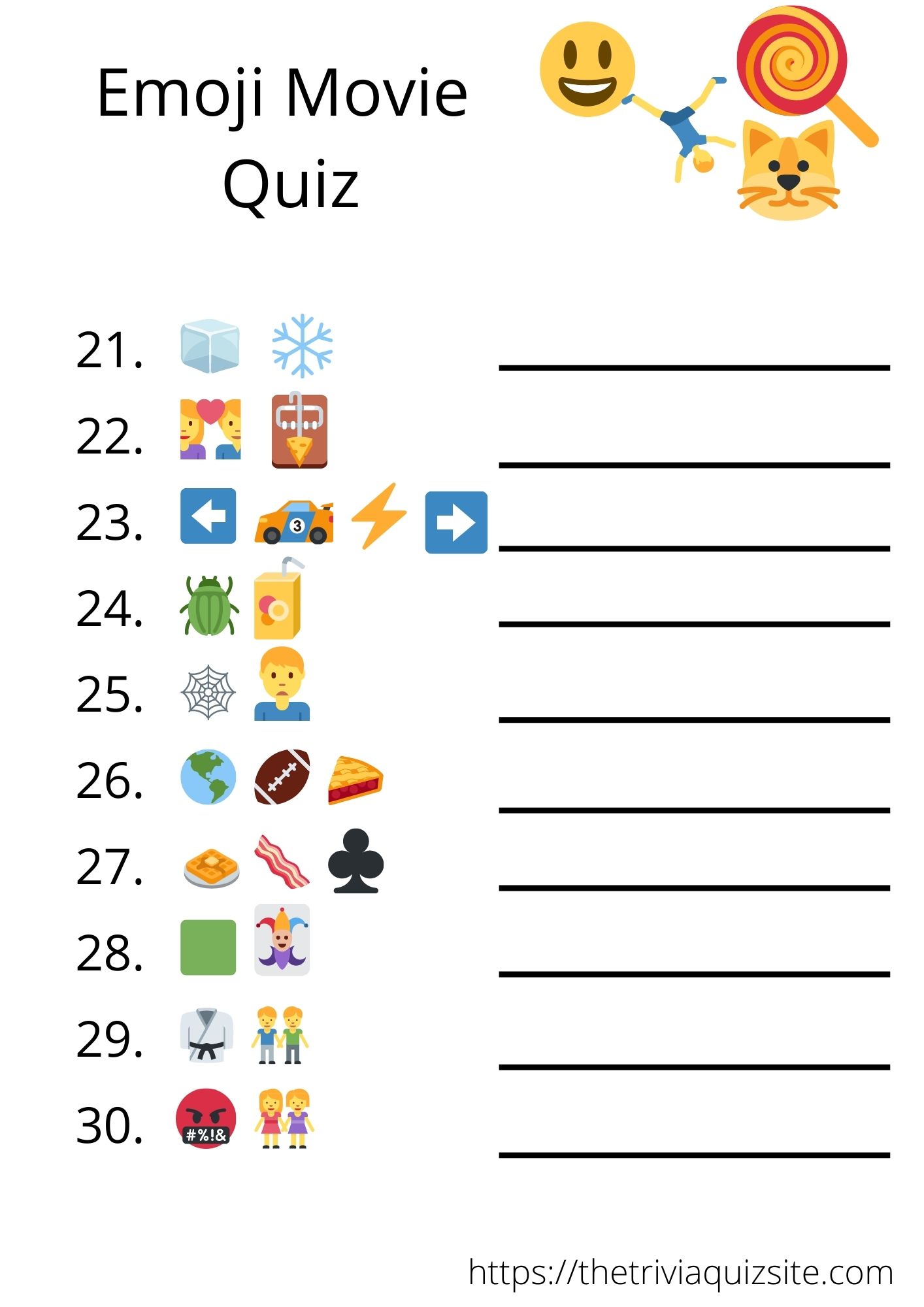 40+ Emoji Movie Trivia Quiz - FREE PRINTABLE - The Trivia Quiz Site