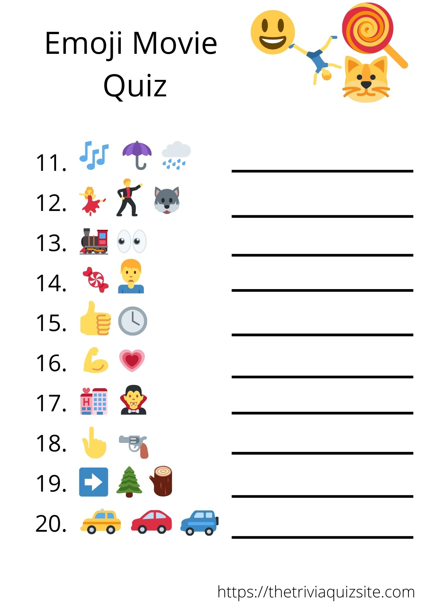 Emoji Movie Trivia Quiz  FREE PRINTABLE  The Trivia Quiz Site