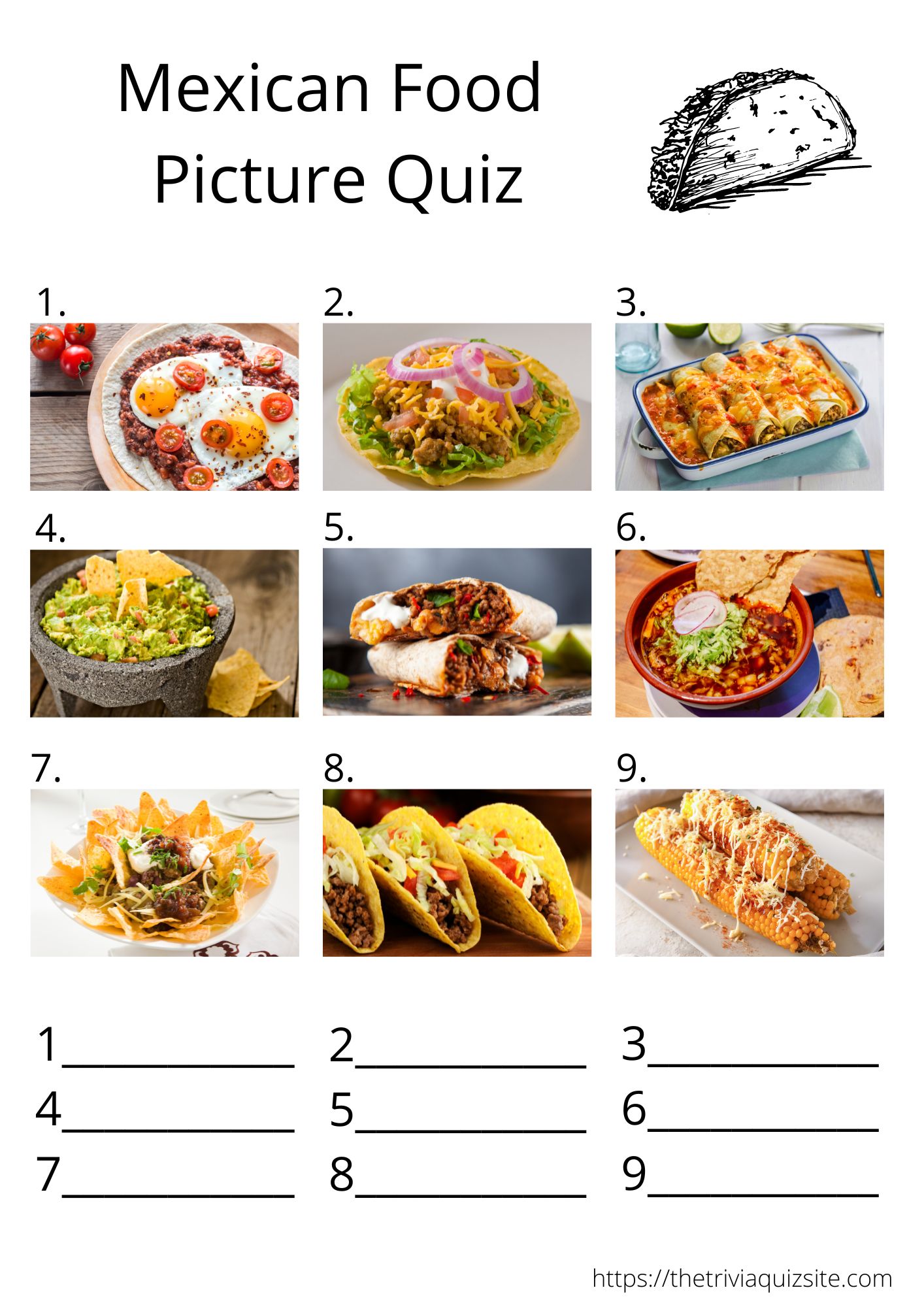 Mexican Food picture quiz