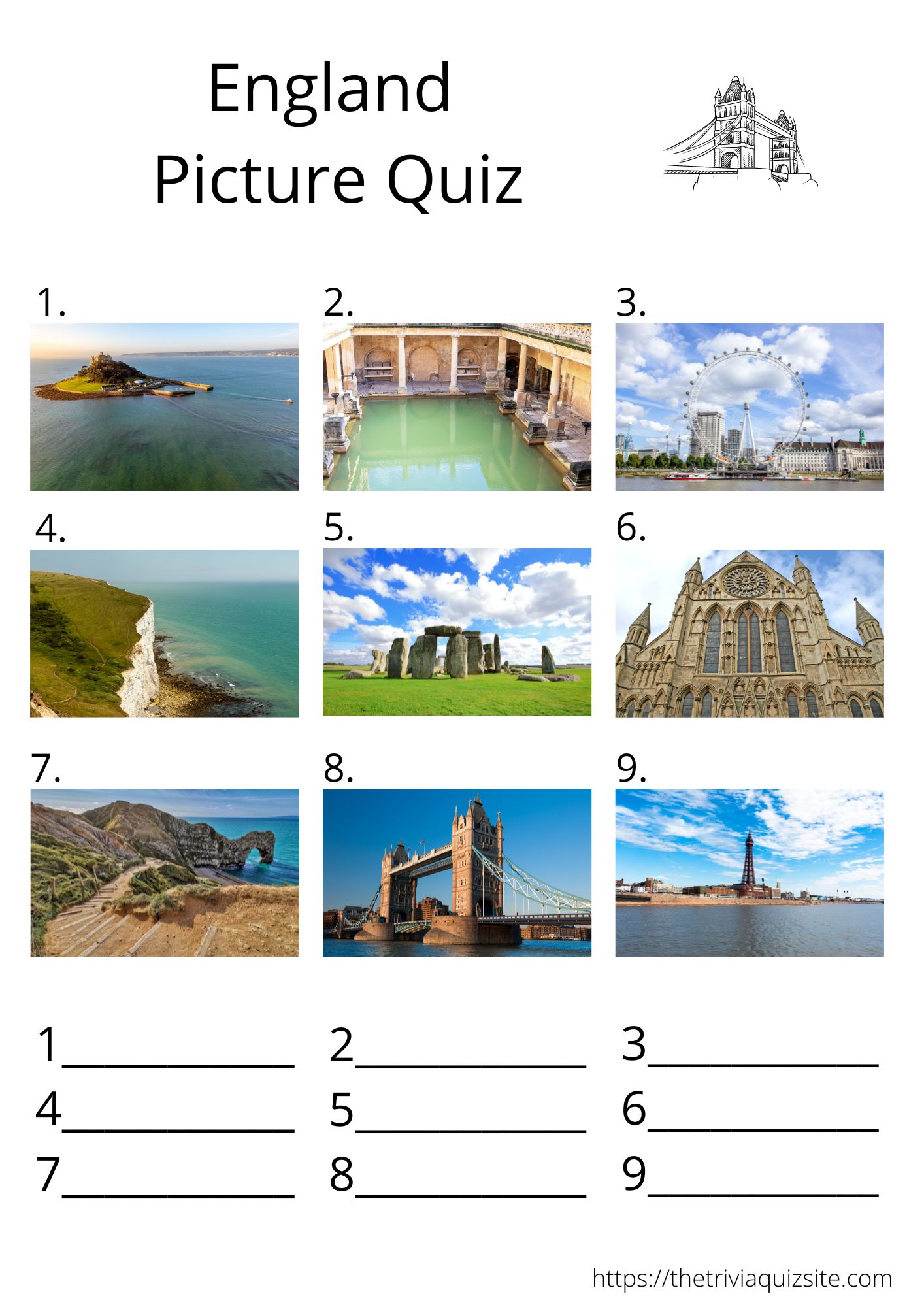 England Picture quiz